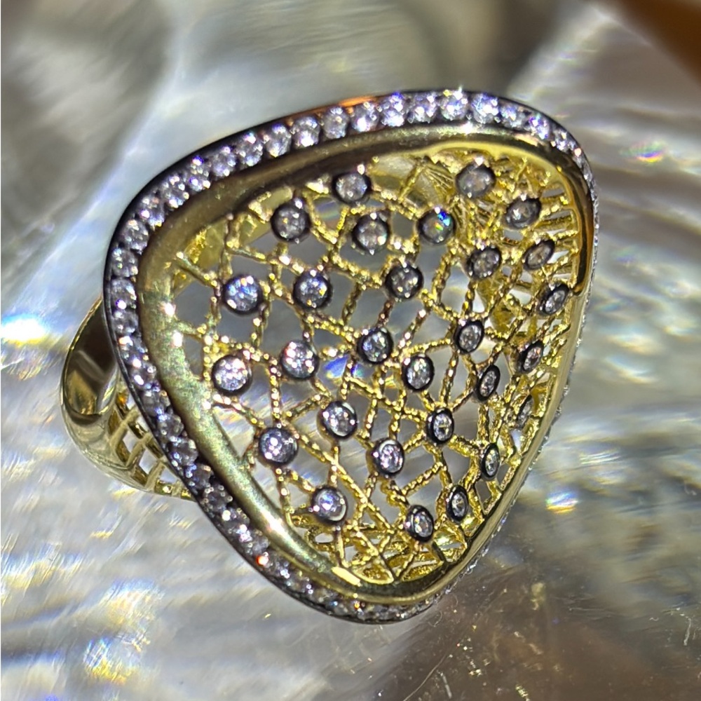 Zato’s .925 Sterling Silver 14K Gold Plated AAA CZ Size 8 Women's Ring